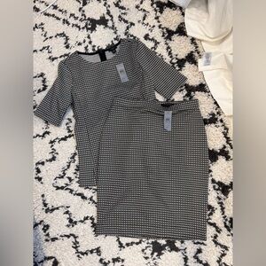Ann Taylor Black and White Geometric Dress Top